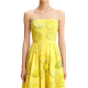 Yellow Strapless Dress with Lemon Embroidery
