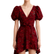 Burgundy Velvet Floral Dress